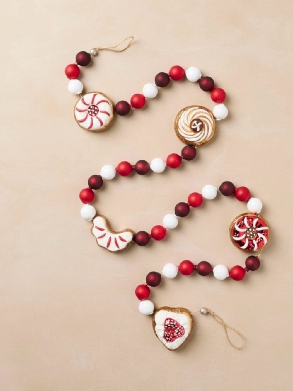 John Derian‎ for Target Glass Cookie Garland 5ft Christmas Holiday Decor Red